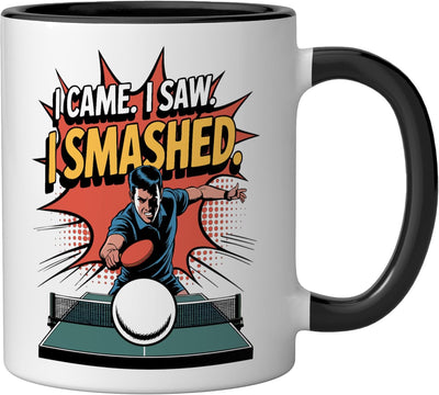 Taza de cerámica para ping pong con dibujo divertido negro/blanco