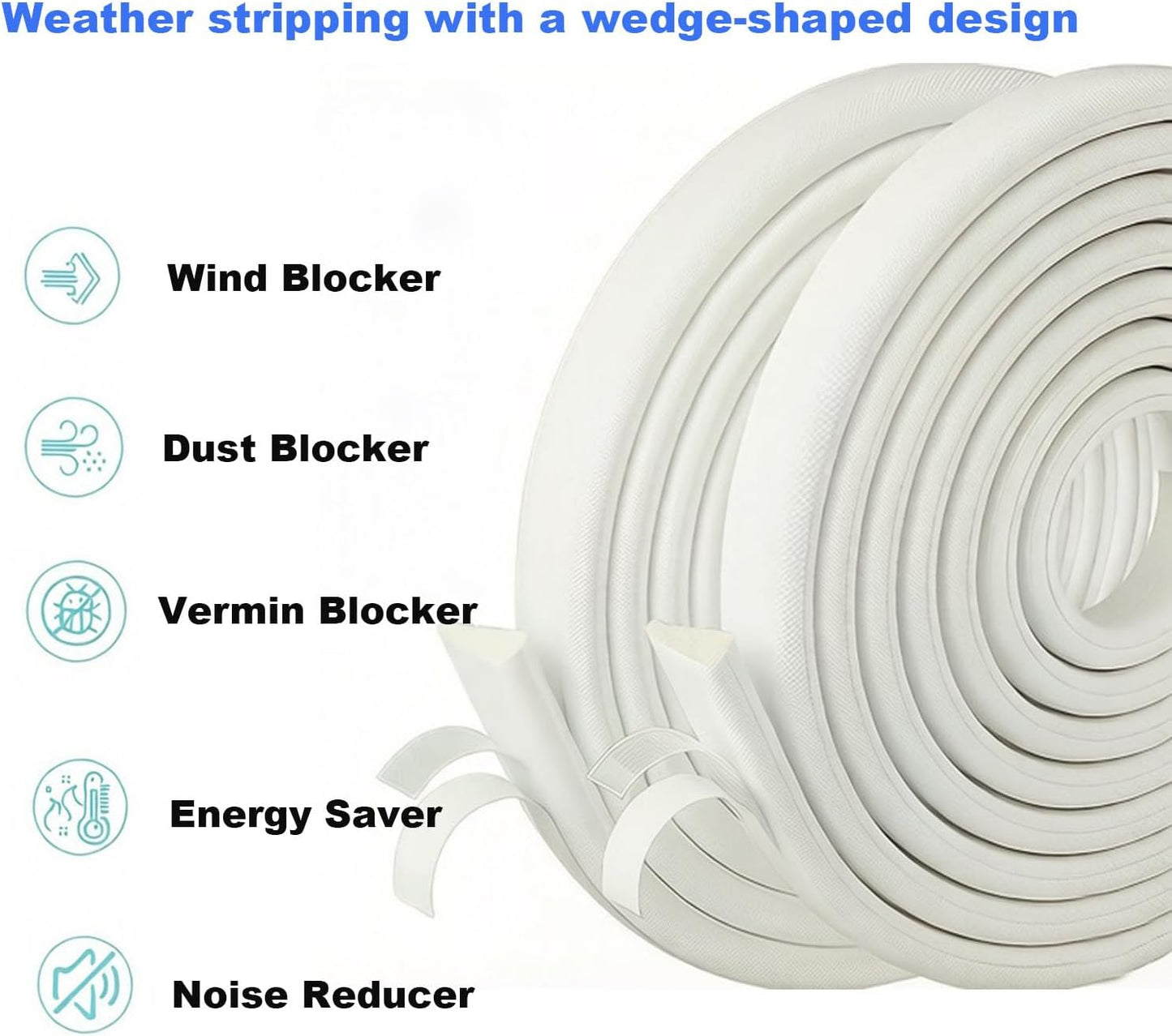 Sello espuma V 20ft blanco para puerta exterior