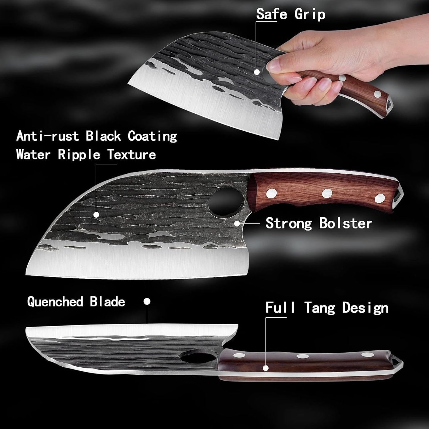 Cuchillo para cortar pizza y carne Rococo con set de 3 cuchillos de cocina