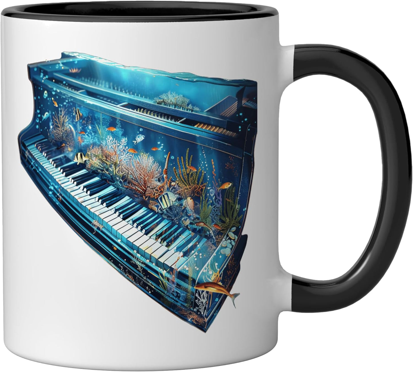 Taza de cerámica Piano Water negra/blanca