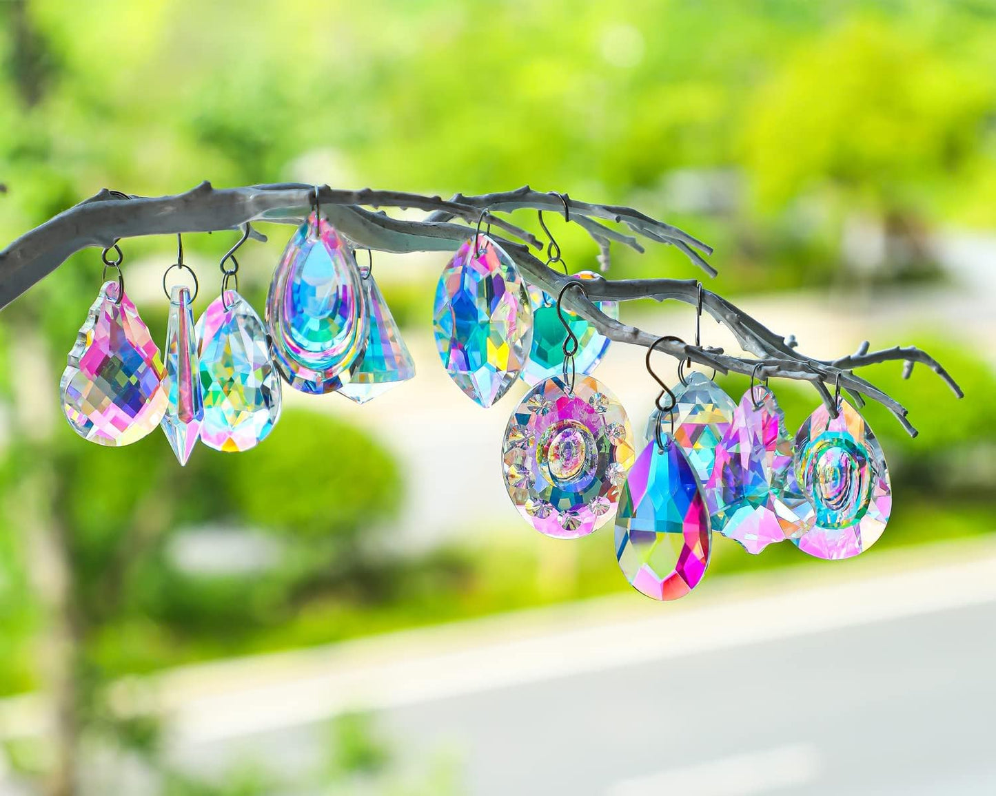 Atrapasoles cristal colgante arco iris para lámpara 12 pzas