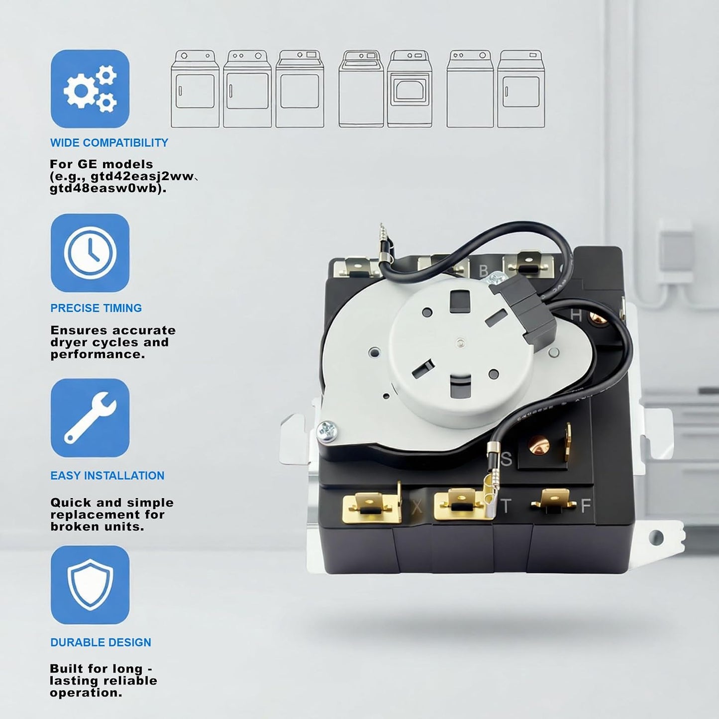 Reemplazo temporizador secadora comp GE Hotpoint 234D2377P004