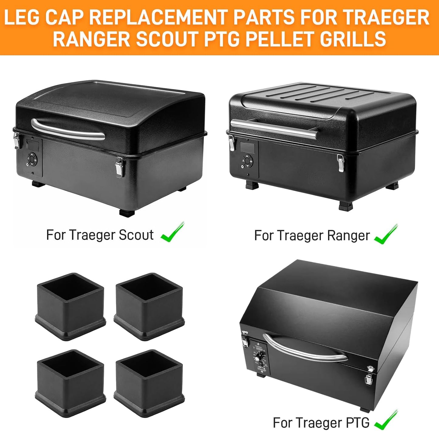 4 Tapas patas parrilla pellets Traeger Ranger Scout