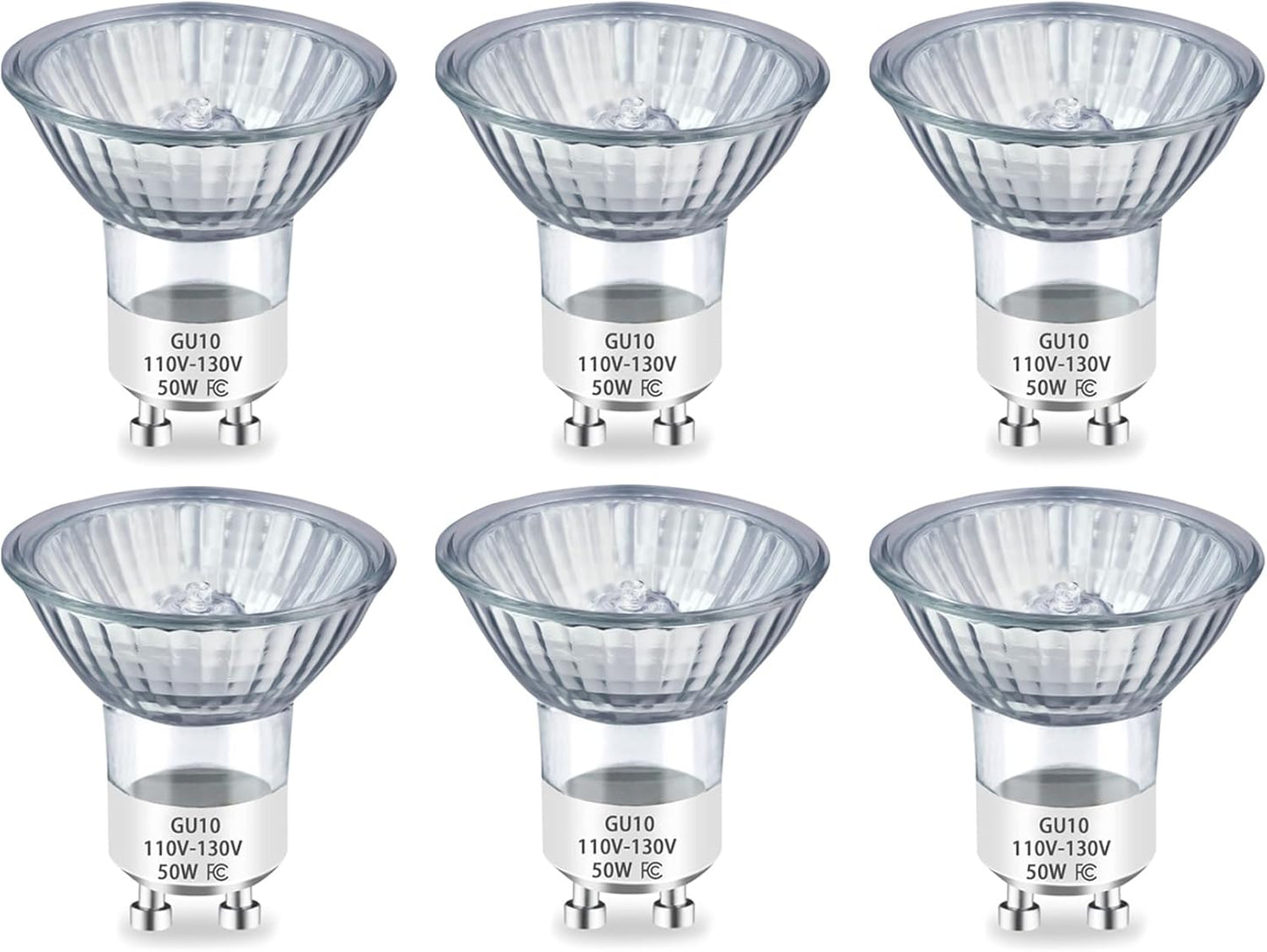 Bombillas halógenas GU10 50W regulables paq 6