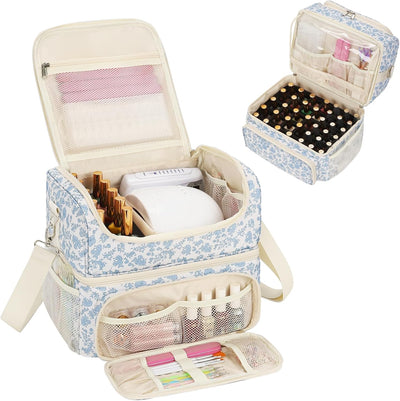 Organizador esmalte uñas bolsa 48 botellas lampara viaje doble capa