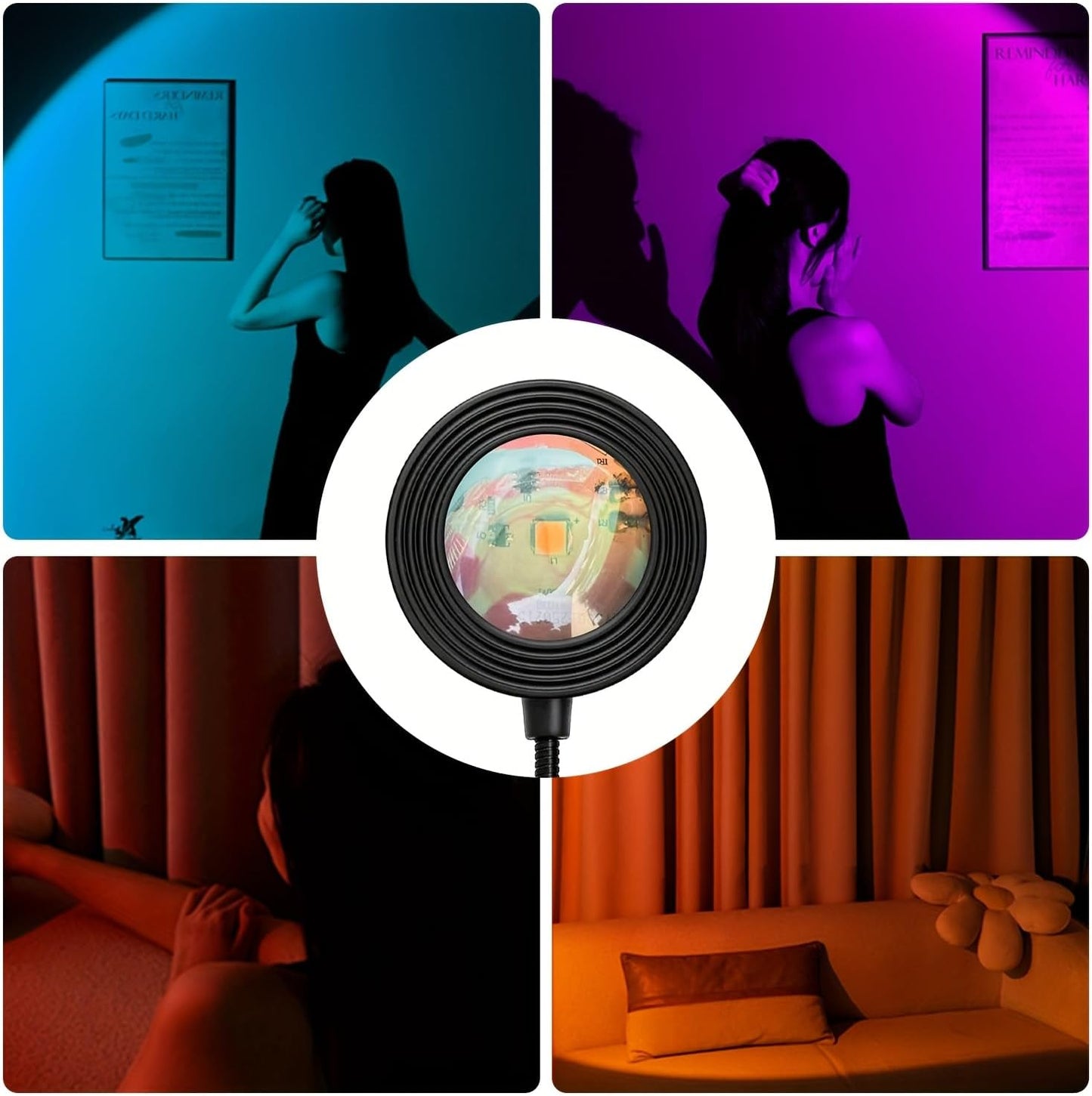 Luz proyección ambiental LED multicolor ajustable 360°