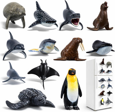 Paquete de 12 imanes 3D de animales marinos para nevera y puerta