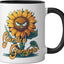 Taza Cerámica Jardín Negro Blanco Monstruo Girasol