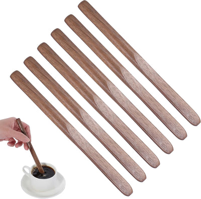 Agitadores de café de madera negra de nogal, palitos reutilizables de 6 pulgadas multifuncionales