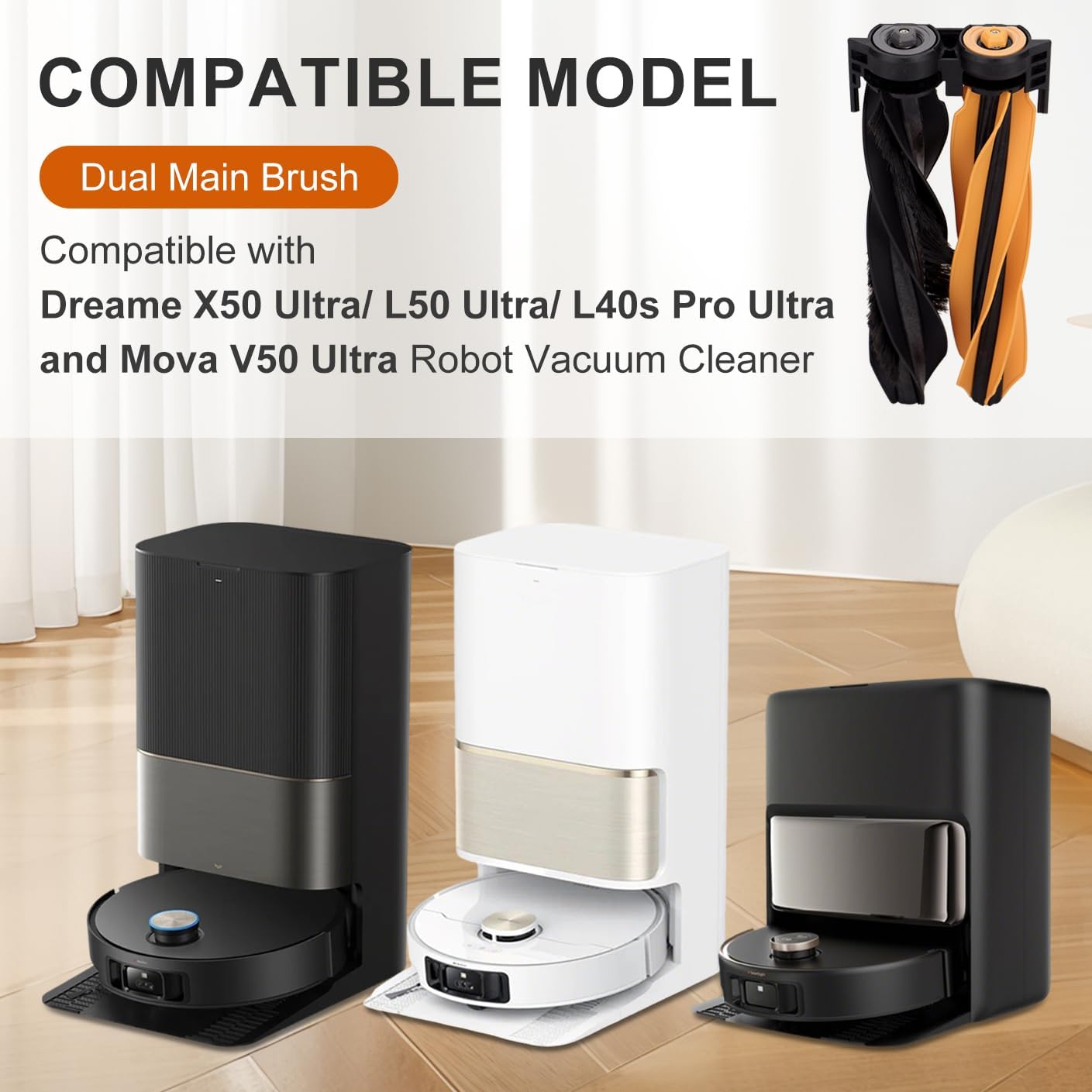 Cepillos goma comp Dreame X50/L50/L40s/Mova V50