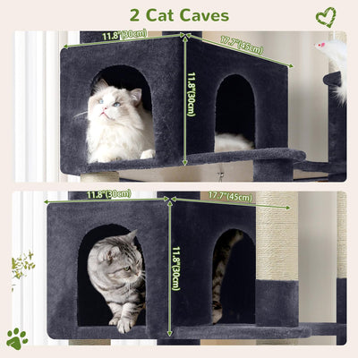 Árbol gatos 81pulg 8 postes rascadores 2 condominios gris