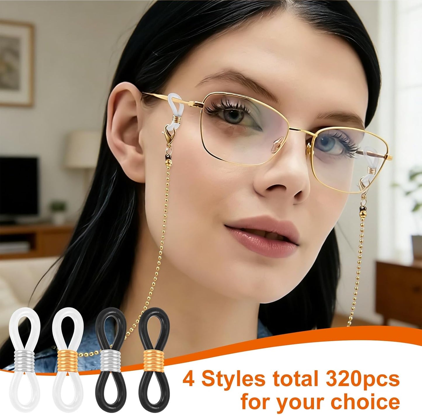 320 Pzas Conector Antiderrap Silicona para Gafas Sol