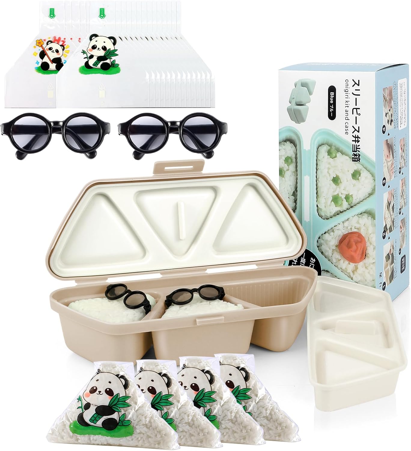 Juego de moldes de onigiri 6 en 1 de silicona para sushi con accesorios