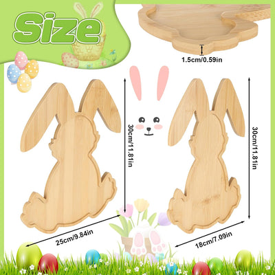 Paquete de 2 tableros de charcutería de conejo de Pascua en madera de bambú