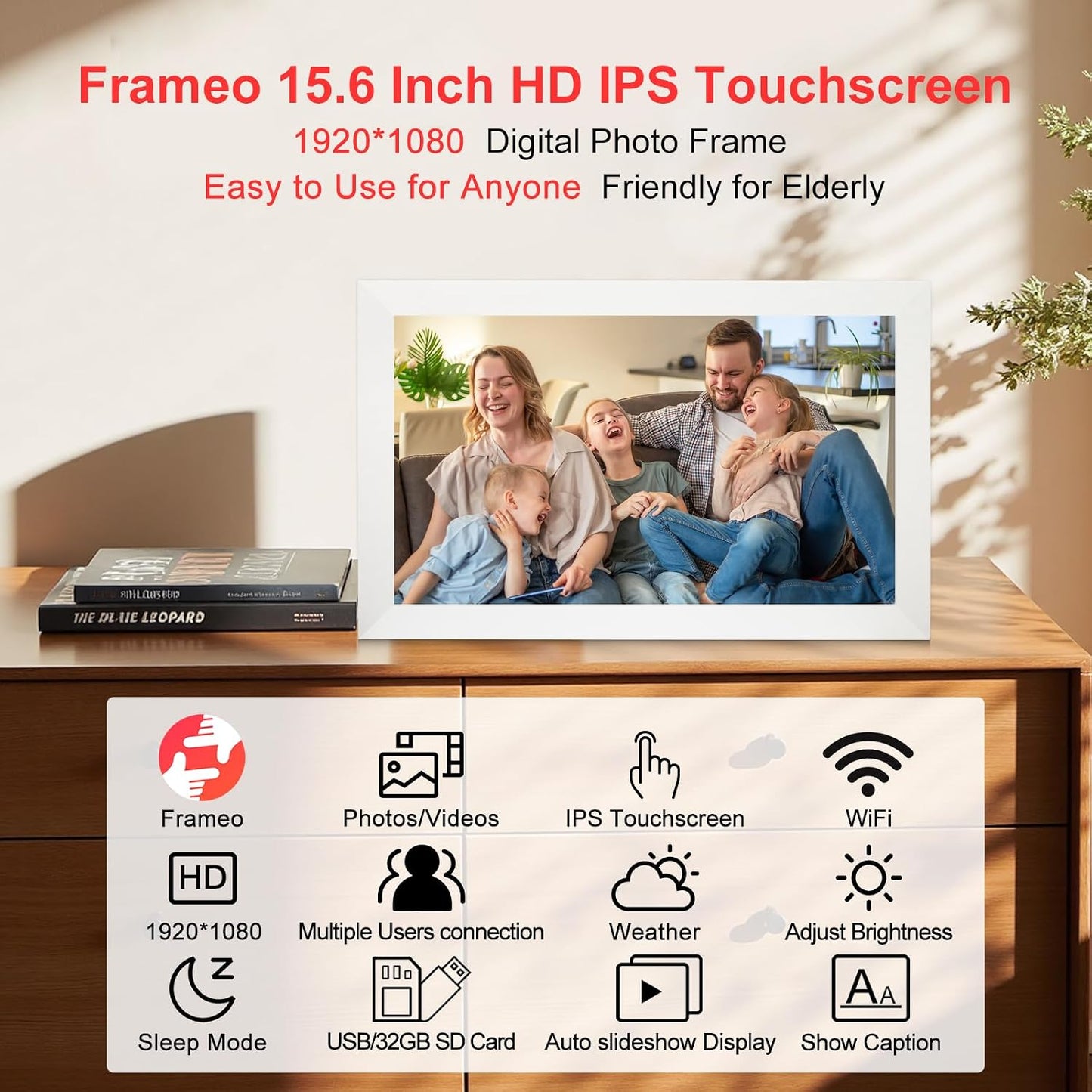 Marco fotos digital Frameo 15.6pulg WiFi blanco 32GB