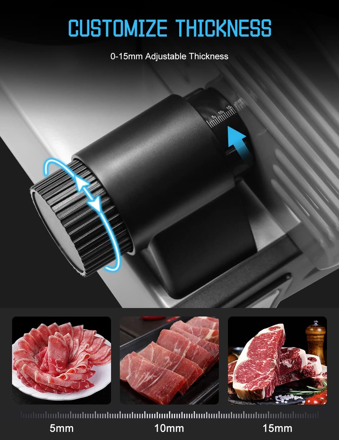 Cortador carne motor DC 200W cuchillas acero inox