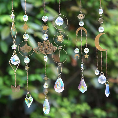 6 Pzas Atrapasueños con Cristales Colgantes para Ventana y Fiesta