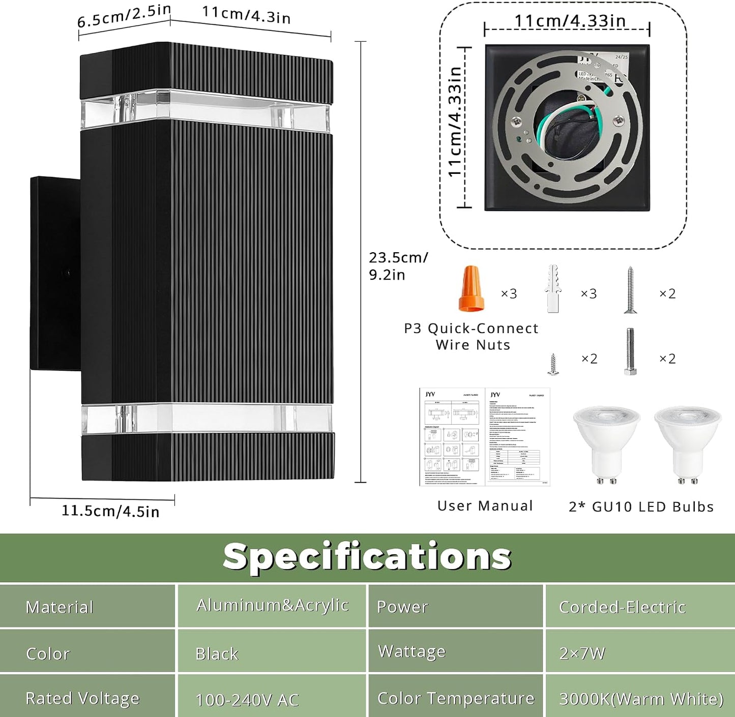 Iluminación exterior LED cuadrada aluminio 7W 3000K