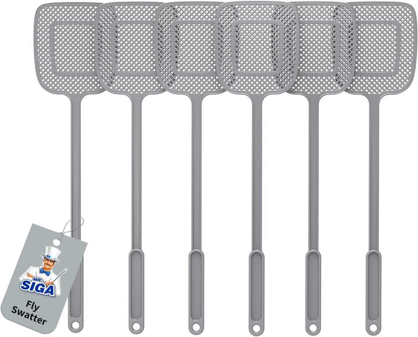 Matamoscas mango largo gris pack 6