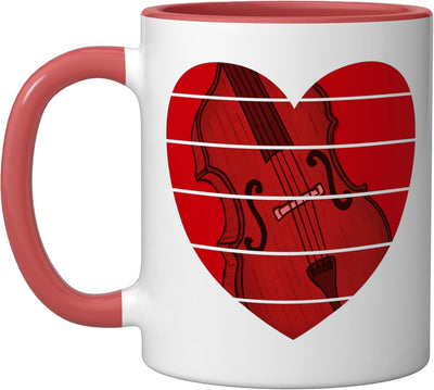 Taza cerámica para músico de bajo Día de San Valentín Rojo/Blanco