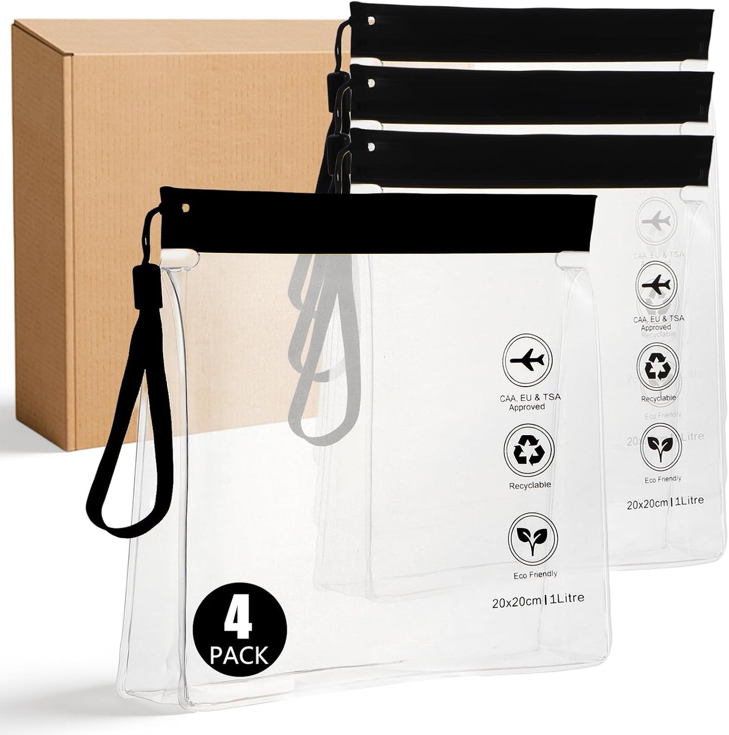 4 Pzas Bolsas Reutilizables TSA 1L Fugas 3-1-1