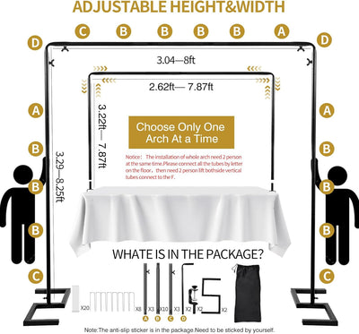 Soporte arco boda rectangular 8.2ft fondo ajustable