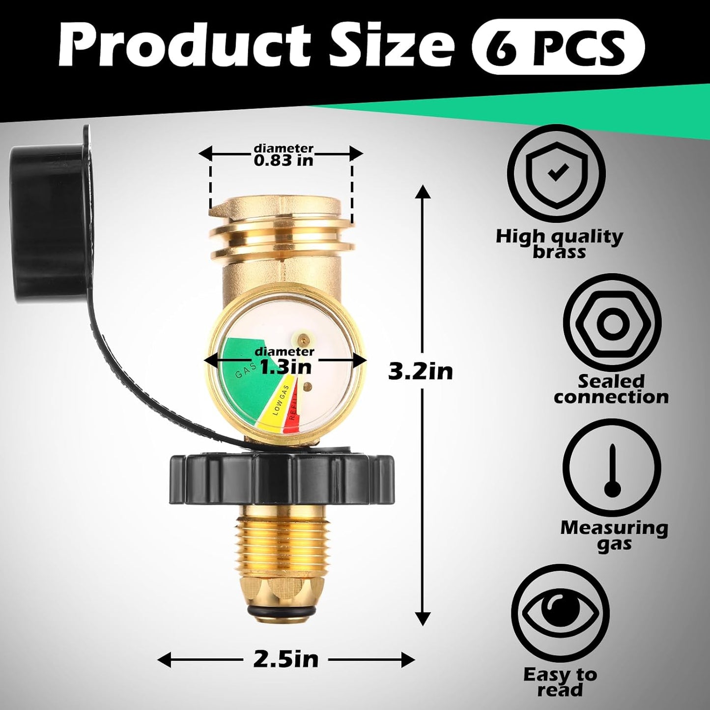 Medidor tanque propano 6 Pzas adaptador 5-100lb