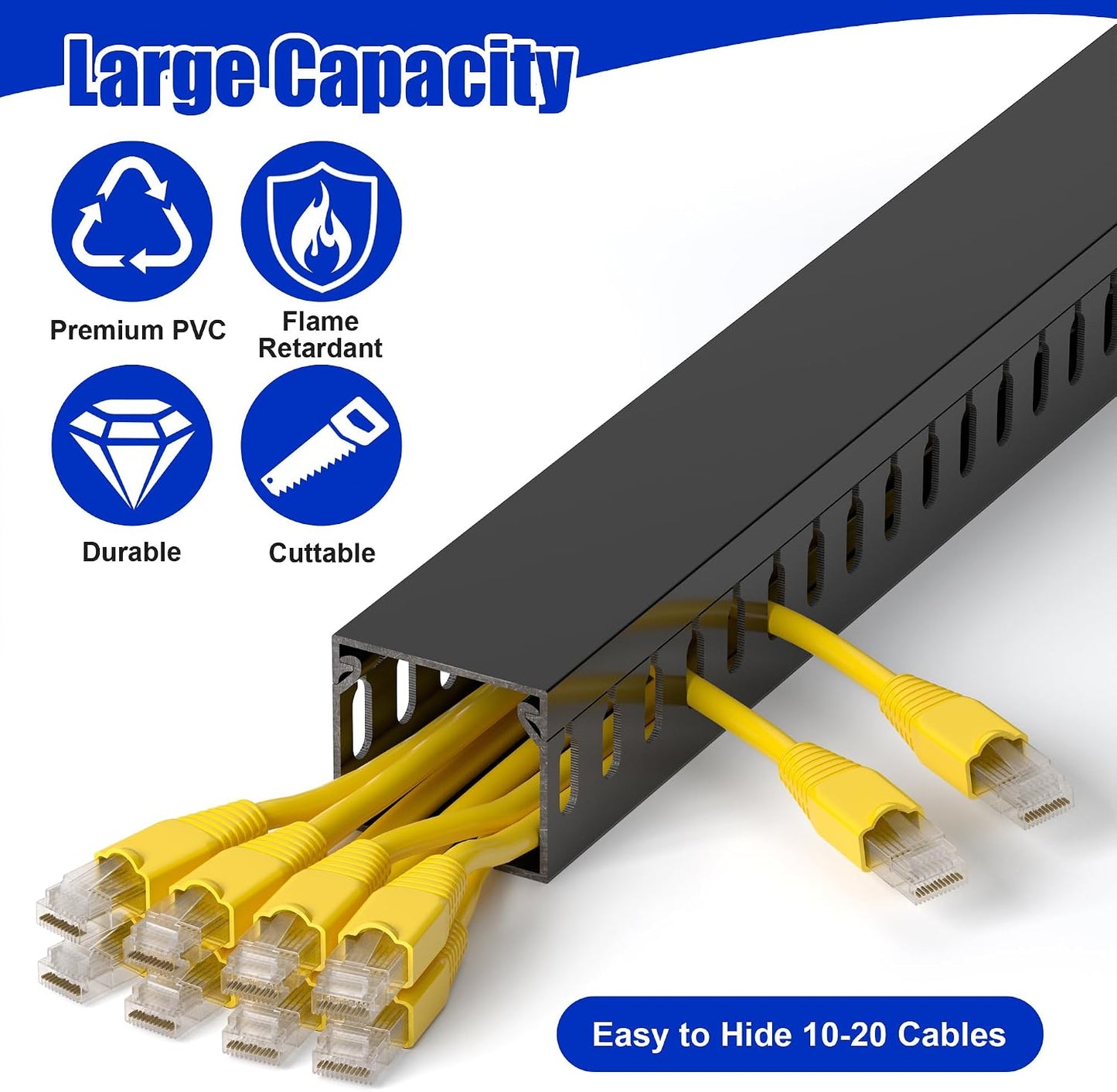 Canaleta cable rack servidores 1.6x2pulg kit 6pies PVC seguro