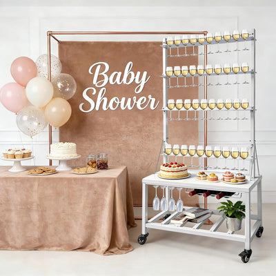 Soporte pared para 4 neumáticos y 40 tazas con ruedas
