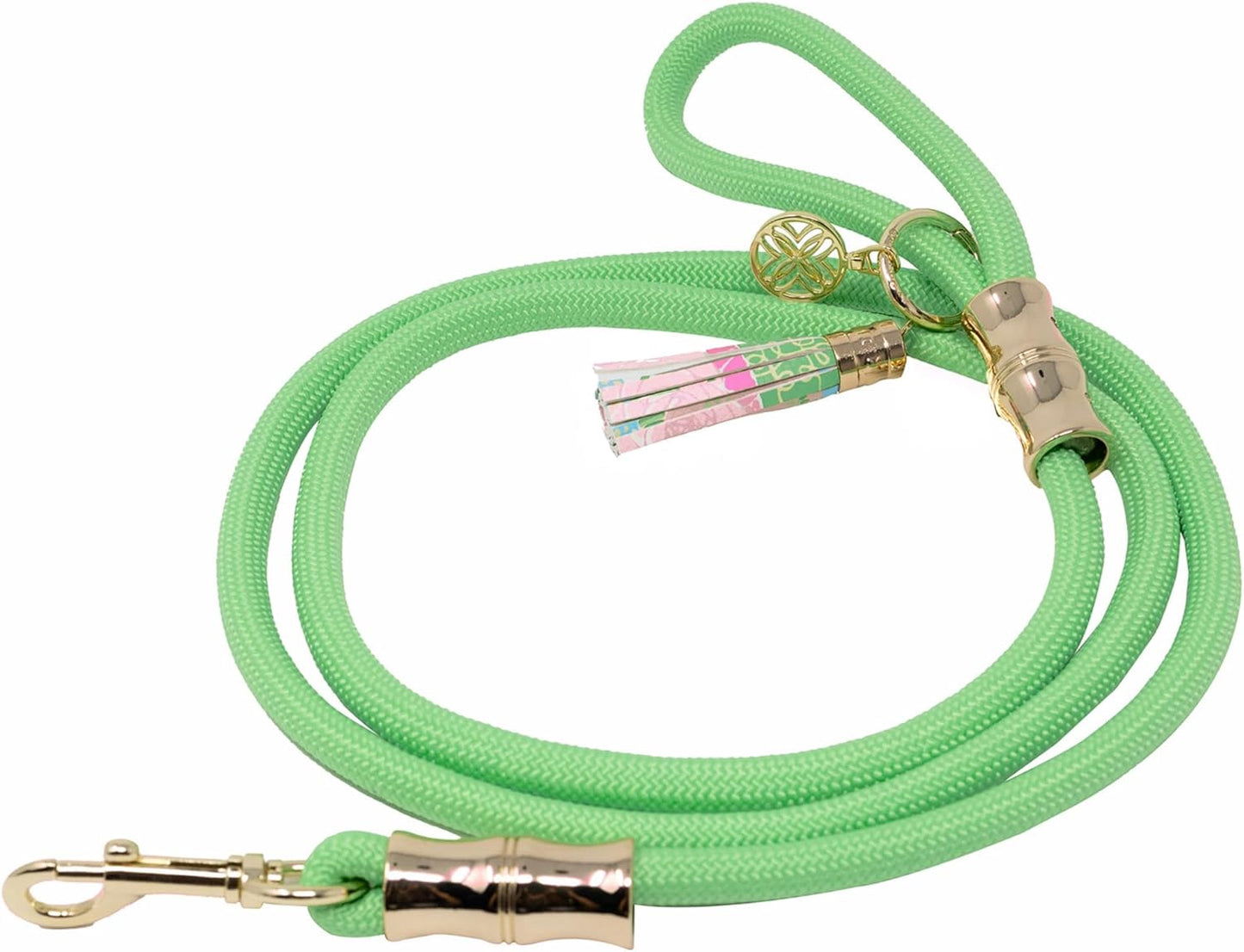 Correa perro cuerda 6ft con dijes dorados y borla Crazy Quilt