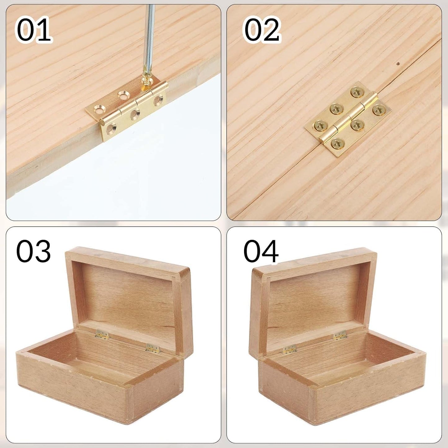 8 Pzas Bisagra Latón 1 1/2pulg Mini Caja Pequeña