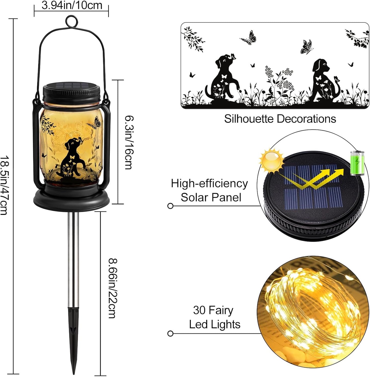 2 Faroles Solares para Perros 3en1 Impermeables Exteriores