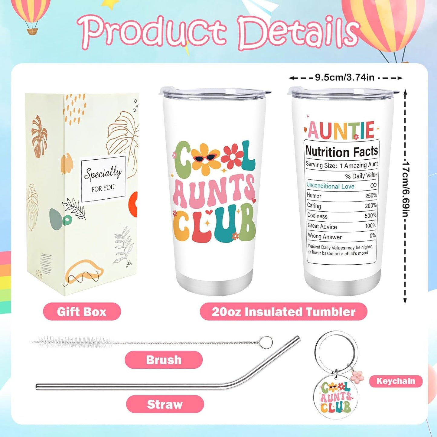 Regalos para tía sobrina y sobrino vaso 20 oz con llavero cumpleaños día de la madre navidad