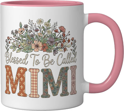 Taza Cerámica Florales para Madre Día de la Madre Rosa/Blanco