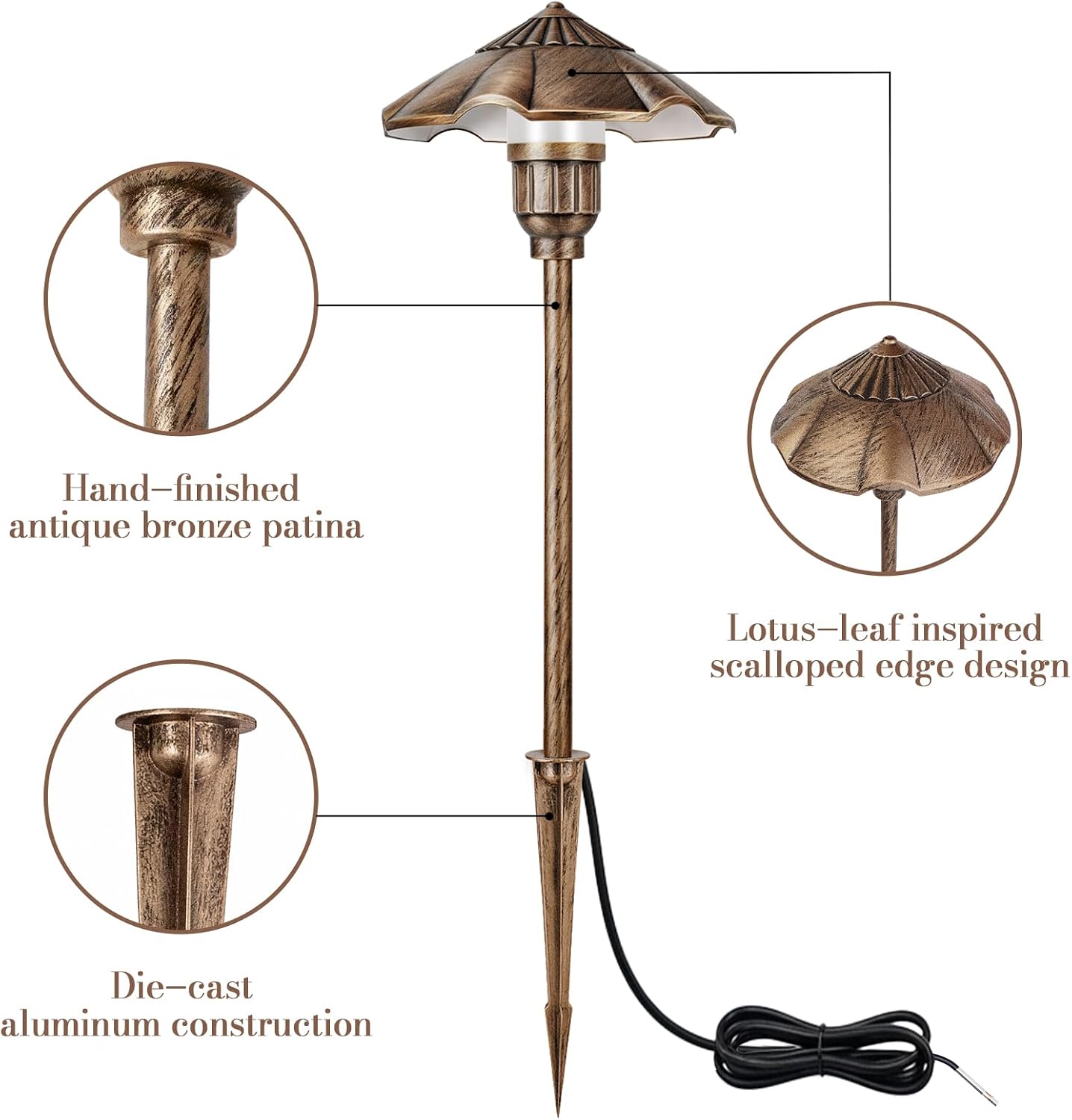 Luz LED aluminio 5W 12-24V IP65 para césped paquete 4