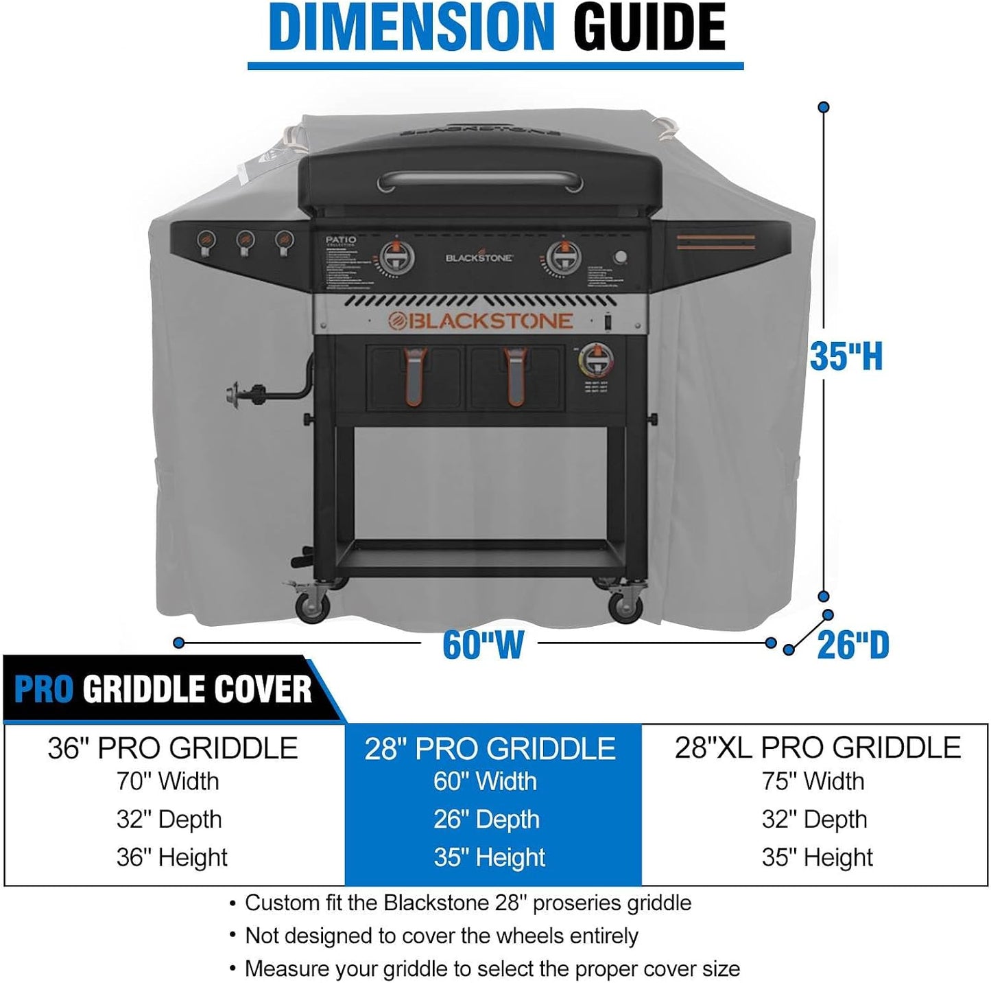 Cubierta parrilla Blackstone 28pulg ProSeries resistente UV