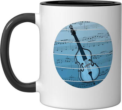 Taza cerámica para músico jazz y bajista de doble contrabajo negro/blanco