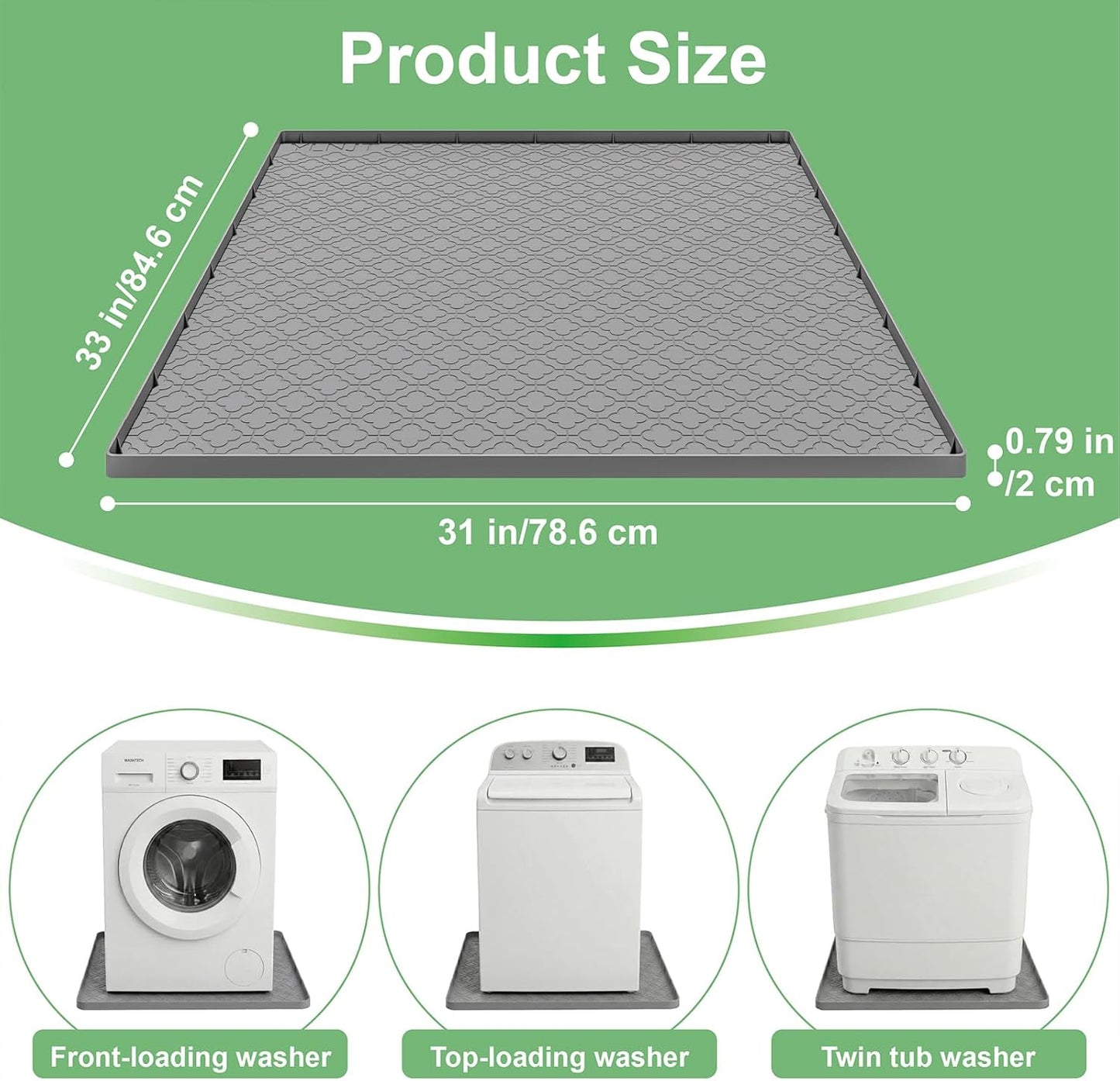 Bandeja drenaje silicona lavadora 33x31pulg antideslizante