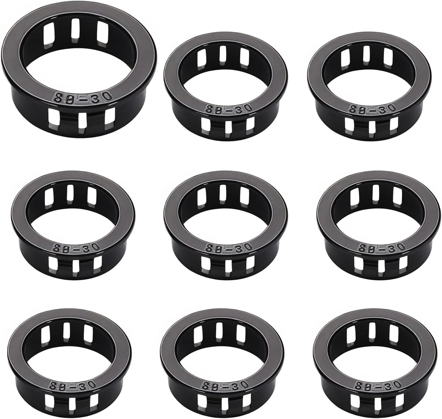 20 Bujes Aislantes Plástico Negro 1pulg para Cableado