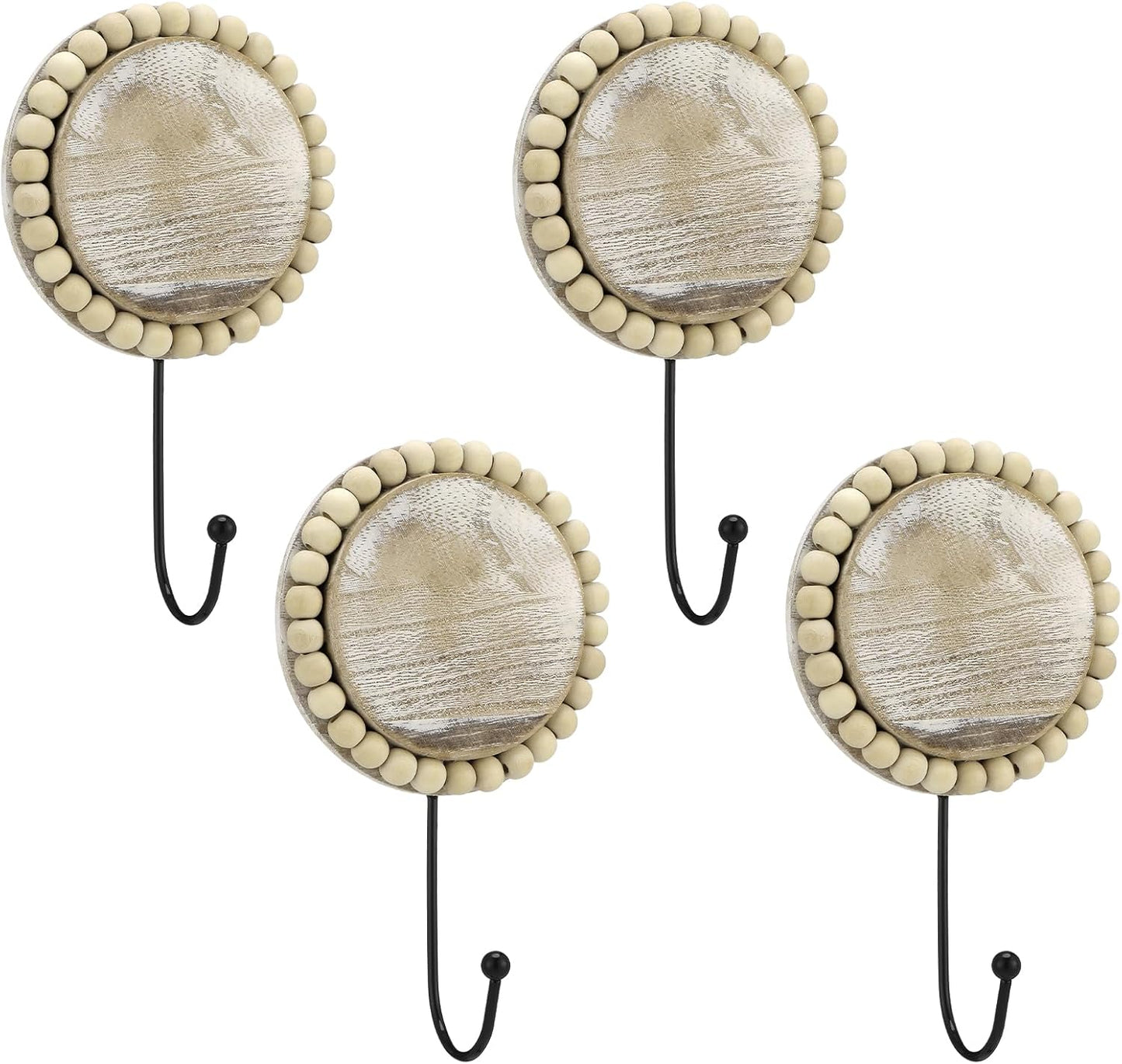 4 Ganchos Pared Bohemios Madera Perchas Dormitorio