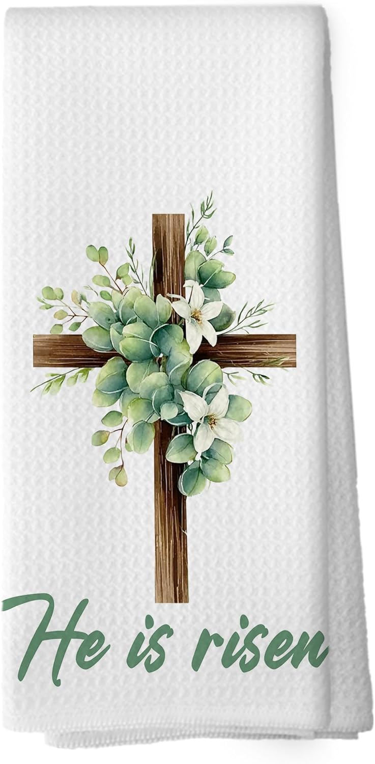 Toallas de cocina cristianas de Pascua con versiculo biblico