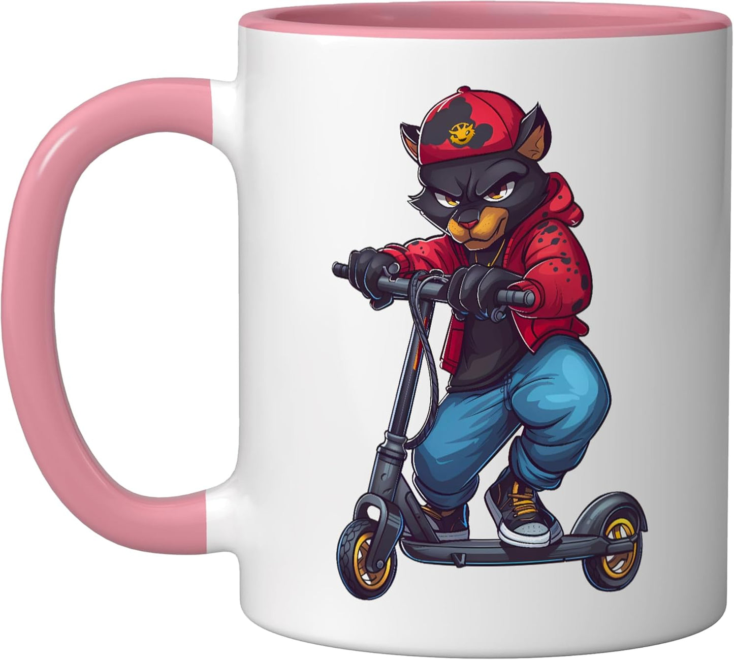Taza Cerámica Scooter Panther Rosa/Blanco