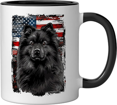 Taza Cerámica Bandera Americana Negro Blanco