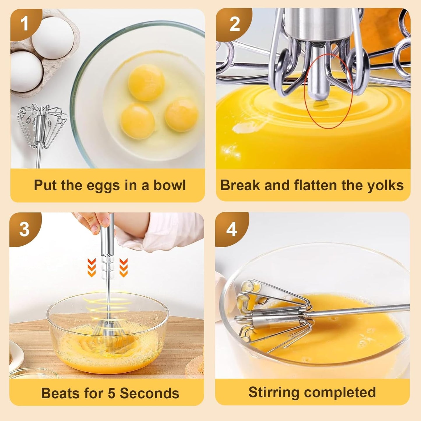 Batidor semiautomático de acero inoxidable Whizzy versátil para cocinar