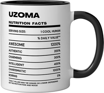 Taza Cerámica Uzoma Nutrition Facts Negro/Blanco