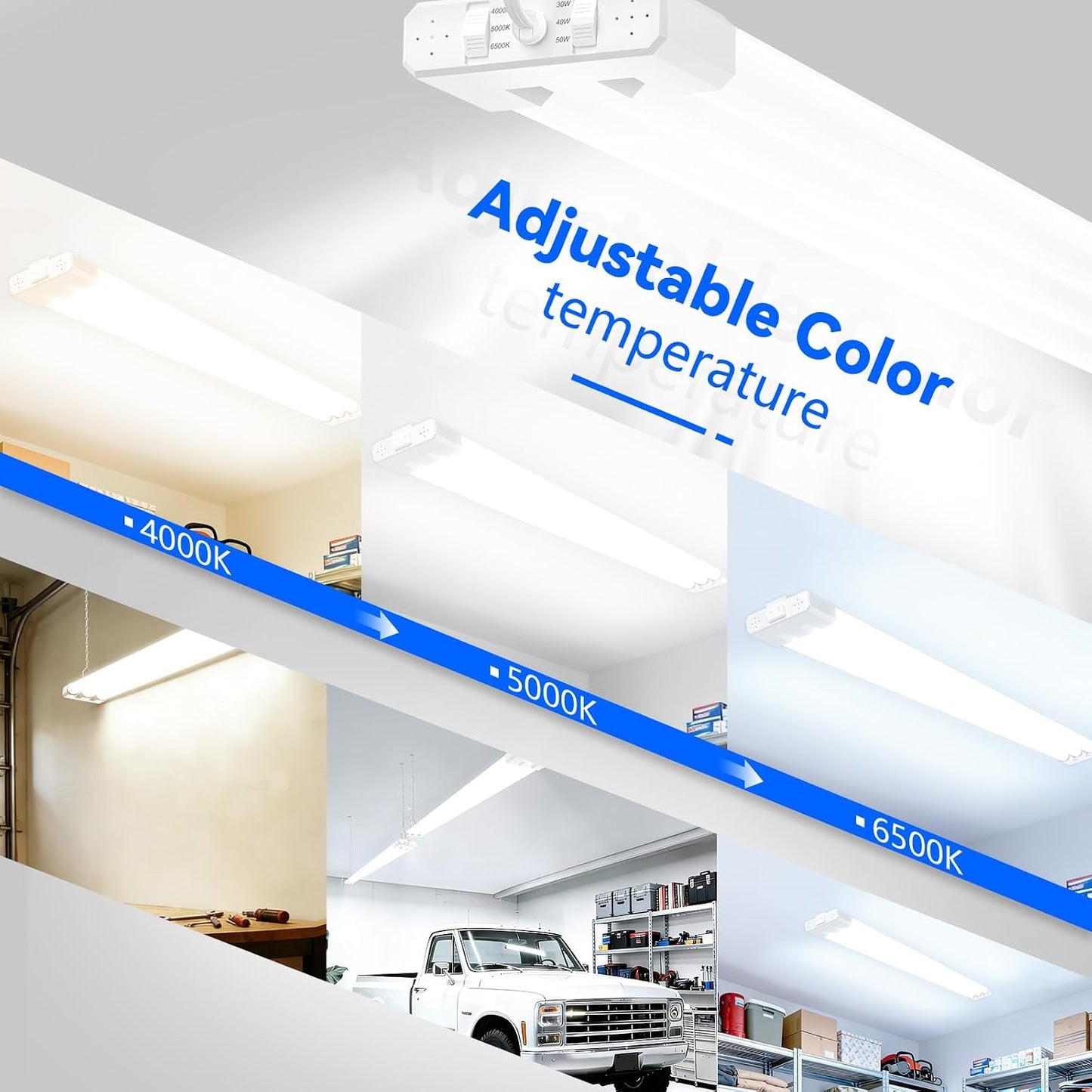 Luces LED tienda 4ft 3CCT 30-50W 7500lm enlazable garaje