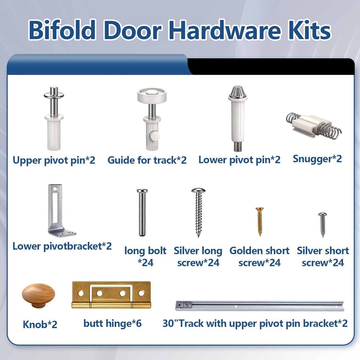 Kit herrajes puerta plegable 30pulg con rieles pivotes