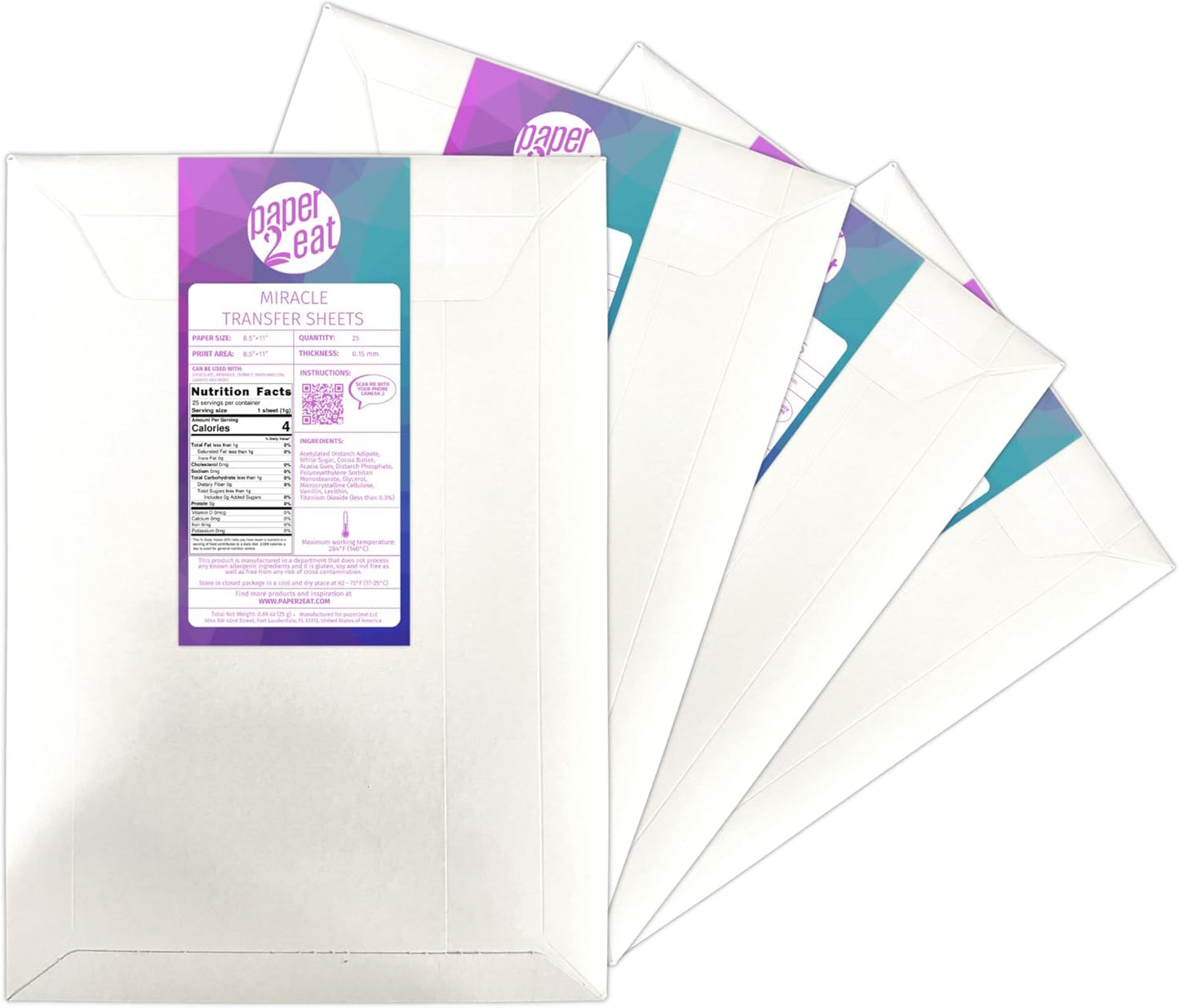 Hojas transferencia comestible 8.5x11 100uds para impresora