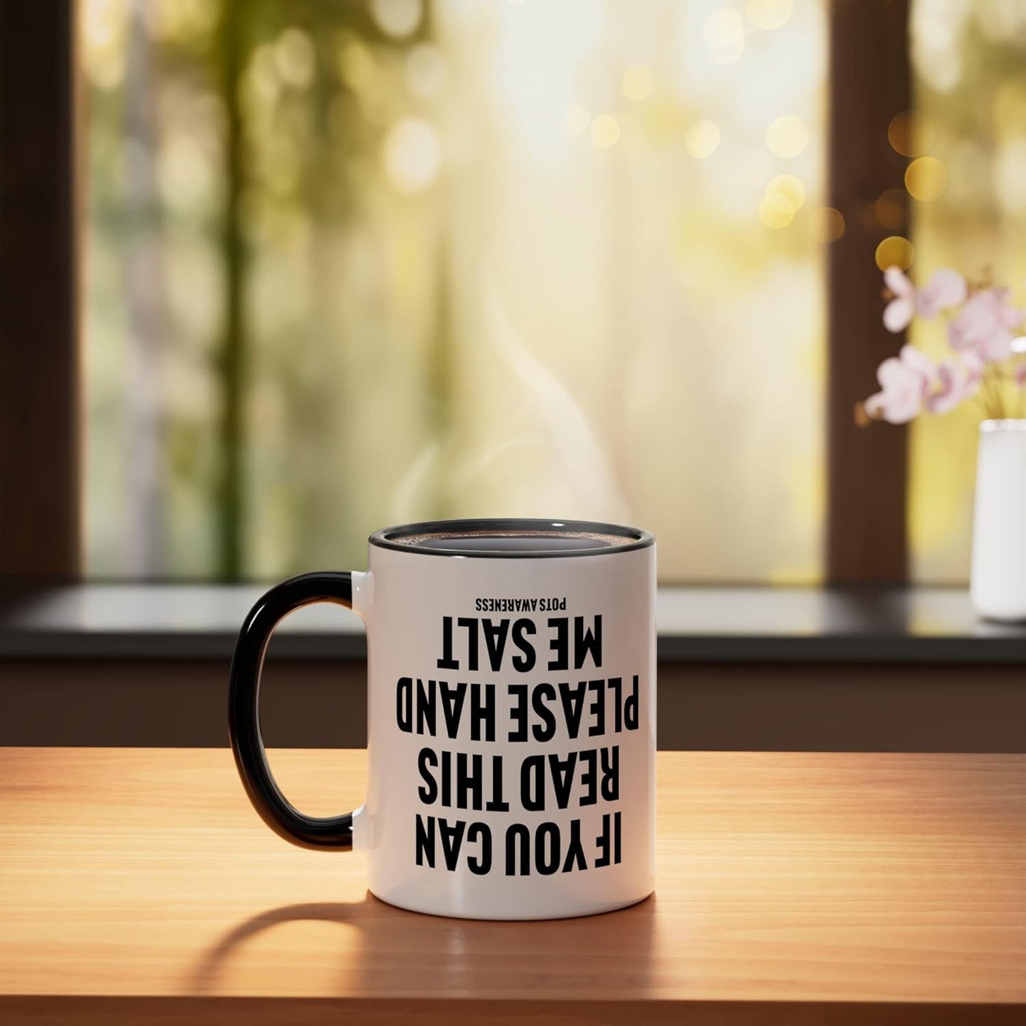 Taza Cerámica para Síndrome POTS Negro/Blanco