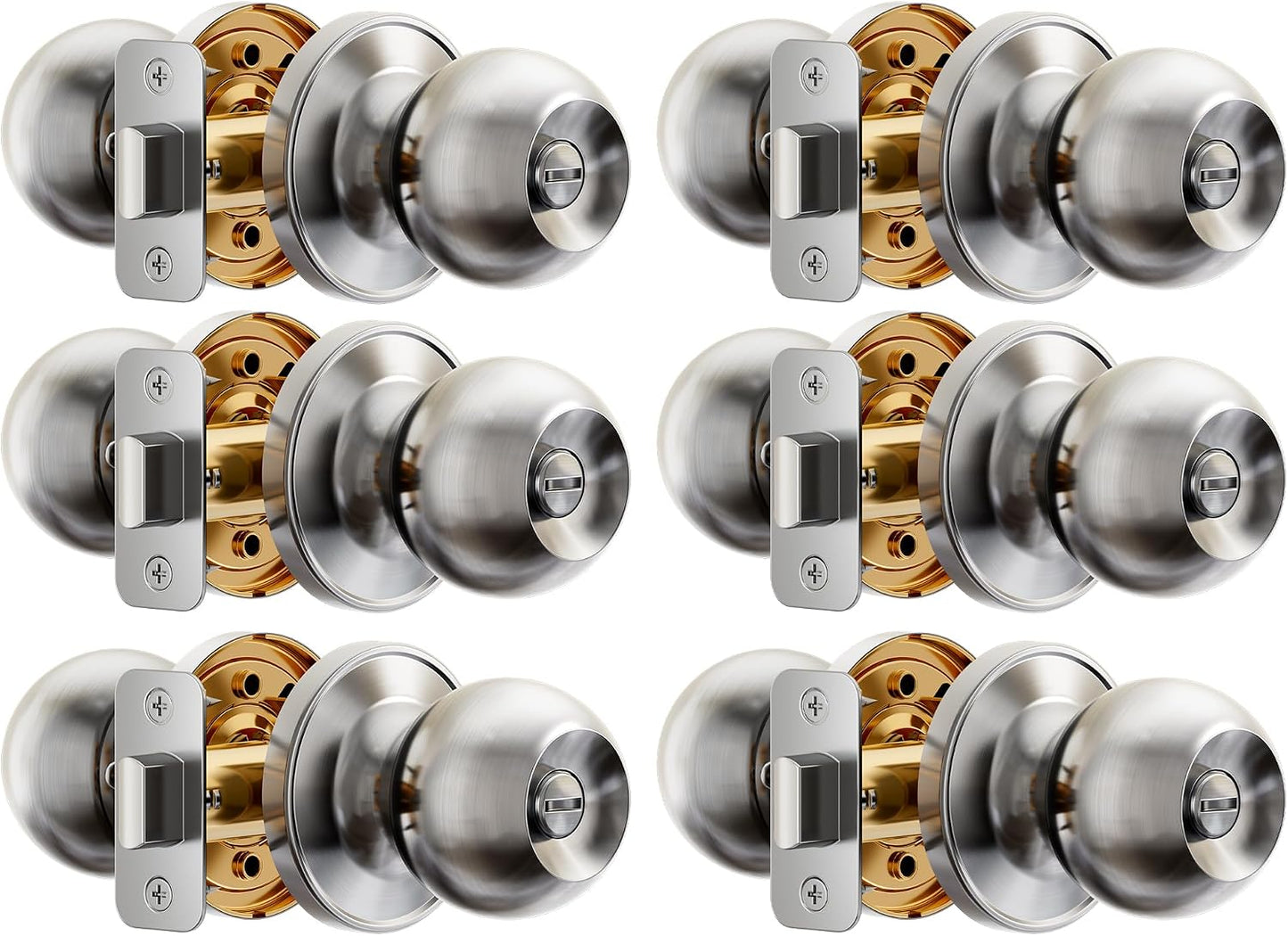 6 Pomas Puerta Interior Cerradura Sin Llave Bloqueo Pulgar Metal
